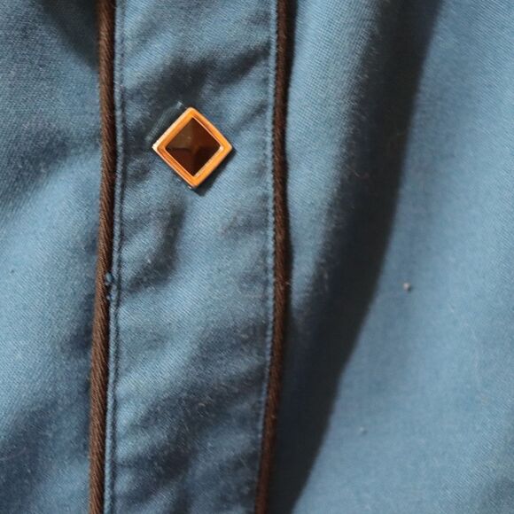 Scully Vintage Blue Western Pearl Snap Rockabilly Mens Snap Button Shirt LG - Picture 7 of 16